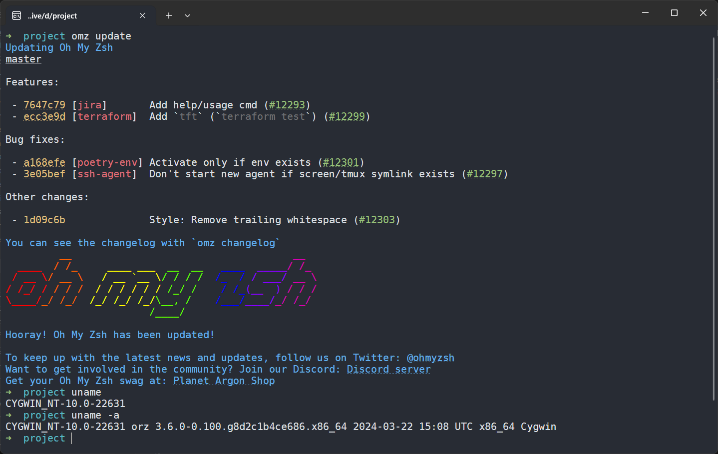 Windows Terminal With zsh Powered By Oh-My-Zsh